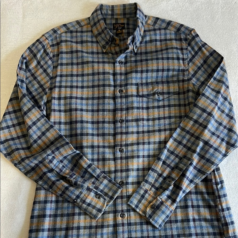 J. Crew Blue and Orange Casual Button Down Shirt